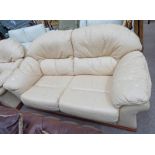 CREAM LEATHER 2 SEAT SETTEE