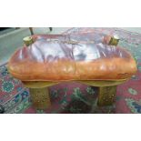 ARTS AND CRAFTS STYLE STOOL WITH LEATHER SEAT