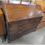 19TH CENTURY MAHOGANY BUREAU WITH FALL FRONT OVER 2 SHORT & 3 LONG DRAWERS