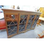 EARLY 20TH CENTURY MAHOGANY BOOKCASE WITH 4 ASTRAGAL GLAZED DOORS 183CM LONG