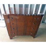 MAHOGANY CHEST OF 4 DRAWERS ON BRACKET SUPPORTS - HEIGHT 64CM