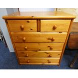 PINE CHEST OF DRAWERS WITH 2 SHORT OVER 4 LONG DRAWERS