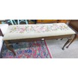 EARLY 20TH CENTURY MAHOGANY DUET STOOL WITH TAPESTRY LIFT-UP TOP