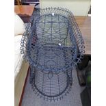 LATE 19TH CENTURY OVAL 2 TIER WIRE WORK PLANTER 87CM TALL