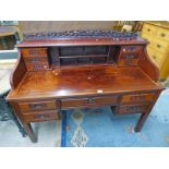 ORIENTAL DESK WITH DRAWERS & OPEN BACK OVER 5 DRAWERS ON SQUARE SUPPORTS 138 CMS