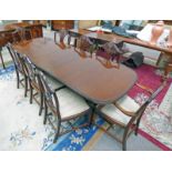 20TH CENTURY MAHOGANY DINING ROOM SUITE OF SIDEBOARD,