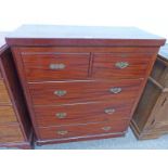 EARLY 20TH CENTURY MAHOGANY CHEST OF 2 SHORT OVER 3 LONG DRAWERS - 98CM LONG