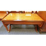 20TH CENTURY MAHOGANY & WALNUT DROP LEAF COFFEE TABLE