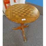 19TH CENTURY WALNUT GAMES TABLE TOP ON LATER STAND