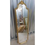 GILT FRAMED WALL MIRROR WITH SHAPED TOP,