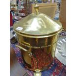 BRASS LOG BIN WITH BRASS HANDLES,