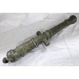 BRONZE CANNON BARREL WITH 58 CM LONG BODY, BRONZE STEPPED FLARED MUZZLE,