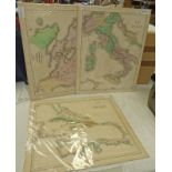 3 UNFRAMED MAPS, GALL & INGLIS MAP OF ITALY,