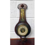 ARTS & CRAFTS STYLE OAK ANEROID BAROMETER Condition Report: Readings aren't