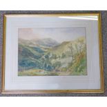 HARRY H LINES, LANDSCAPE WITH CATTLE, SIGNED , FRAMED WATERCOLOUR,