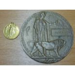 WW1 DEATH PENNY TO A JAMES DAUN AND A WW1 VICTORY MEDAL TO A 122872 PNR. J. DOHERTY. R.E.