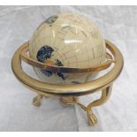 20TH CENTURY GLOBE ON STAND Condition Report: Body is plastic not hardstone.