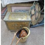 PAIR OF BINOCULARS, BRASS COAL BOX, BRASS BUCKET,