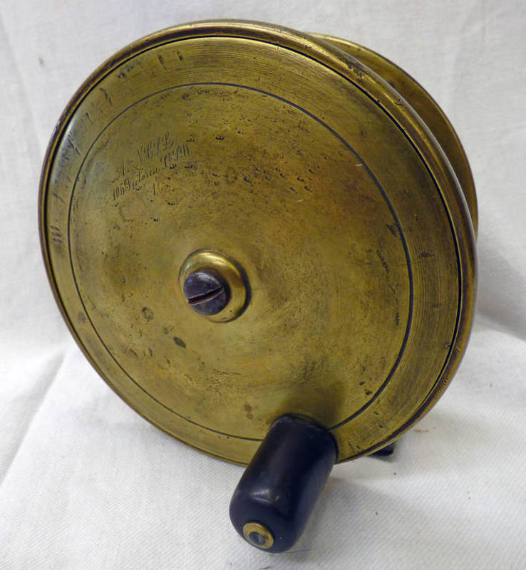 ARMY & NAVY 4 3/4 INCH PLATE-WIND BRASS REEL