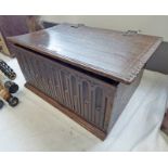 19TH CENTURY CARVED OAK BOX WITH LIFT UP LID