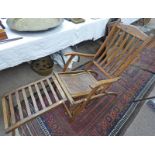 BLUE STAR LINE FOLDING WOOD STEAMER DECK CHAIR WITH TRADITIONAL CANING, CURVED ARMS,