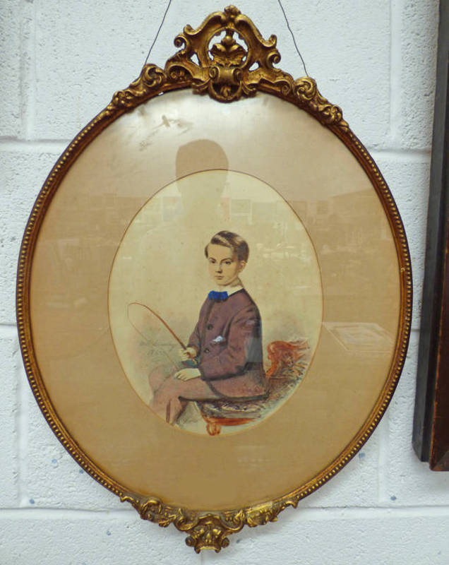 ALEX HAMESLEY PORTRAIT OF GEORGE SAMUEL HITCHCOCK 1862 GILT FRAMED WATERCOLOUR SKETCH SIGNED IN