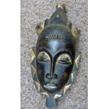 AFRICAN BAULE MASK WITH ORNATE HAIR,