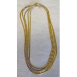 5 STRAND NECKLACE MARKED 750 - TOTAL WEIGHT: 85 GRAMS