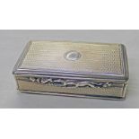 SILVER SNUFF BOX WITH HUNTING SCENE THUMB PIECE,