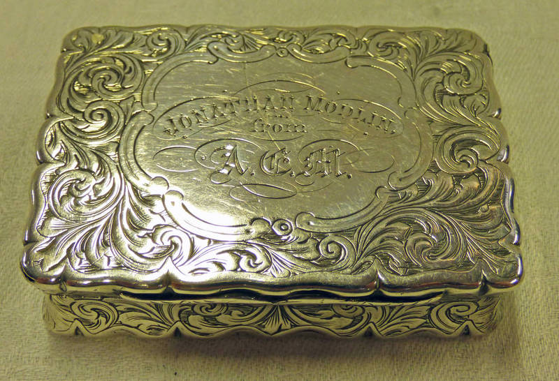 SILVER SNUFF BOX BIRMINGHAM 1853 BY EDWARD SMITH