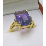 9CT GOLD AMETHYST AND DIAMOND SET RING Condition Report: Ring size: N. 13.8 x 10.