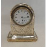 SILVER CASED CLOCK BIRMINGHAM 1913 Condition Report: Dent to top & minor dent to