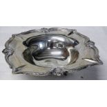 WHITE METAL BOWL WITH DECORATIVE BORDER & INTERESTING MARK TO BASE 10 OZS