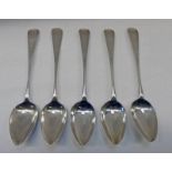 5 ABERDEEN SILVER TEASPOONS MARKED 1 L THISTLE FOR JOHN LESLIE