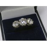 DIAMOND 3-STONE RING, THE BRILLIANT-CUT DIAMONDS OF APPROX 3.