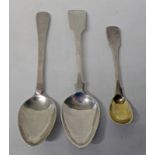 3 ABERDEEN SILVER SPOONS, MUSTARD SPOON BY WILLIAM JAMIESON,