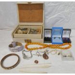 VARIOUS COSTUME JEWELLERY INCLUDING PAIRS OF EARRINGS, BEAD NECKLACE, CERTINA WRIST WATCH,