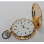 HUNTER POCKET WATCH WITH WHITE ENAMELLED DIAL THE CASE MARKED 14K Condition Report: