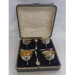 CASED SET OF FOUR SILVER SALTS,