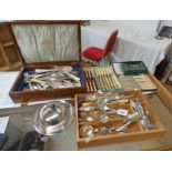 MOTHER OF PEARL SILVER MOUNTED CUTLERY & VARIOUS OTHER SILVER PLATED CUTLERY