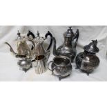 VARIOUS SILVER PLATED COFFEE POTS,