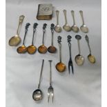 VARIOUS SILVER AND WHITE METAL SPOONS,