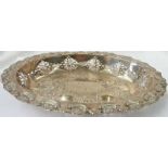 OVAL SILVER FRUIT DISH WITH EMBOSSED & PIERCED DECORATION BIRMINGHAM 1899, 7.