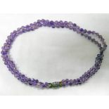 DOUBLE STRAND AMETHYST BEAD NECKLACE ON AMETHYST CLASP MARKED STERLING ,