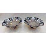 PAIR OF SILVER DISHES WITH PIERCED DECORATION, SHEFFIELD 1935, 14 CMS DIAMETER - 8.
