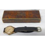 9CT GOLD CASED FAVRE WRIST WATCH Condition Report: Dial is unsigned,