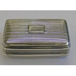 SILVER SNUFF BOX WITH REEDED DECORATION,