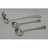 SILVER TODDY LADLE, EDINBURGH 1871 AND 2 SILVER SPOONS,