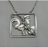 ARTS & CRAFTS STYLE NECKLACE BY GEORGE JENSEN SIGNED & MARKED STERLING,