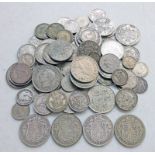 GOOD SELECTION OF VARIOUS BRITISH COINS TO INCLUDE HALF CROWNS, FLORINS, SHILLINGS, THREEPENCES,